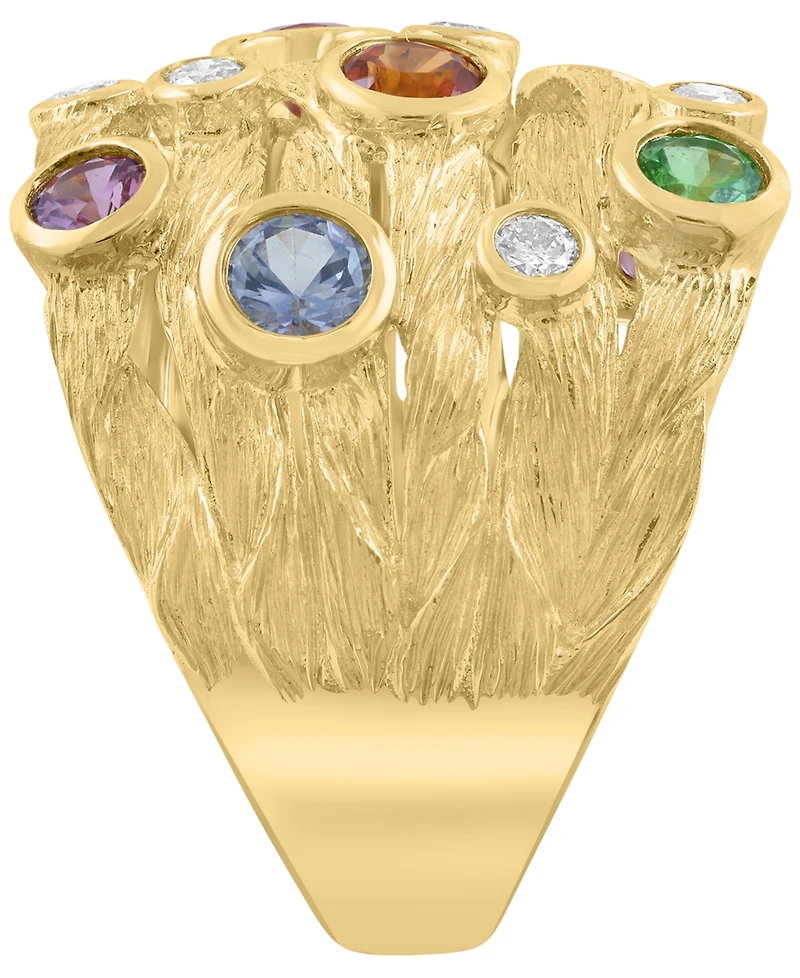 Effy Collection Multi-Sapphire (1-3/8 ct. t.w.) & Diamond (1/5 ct. t.w.) Ring in 14k Yellow Gold
