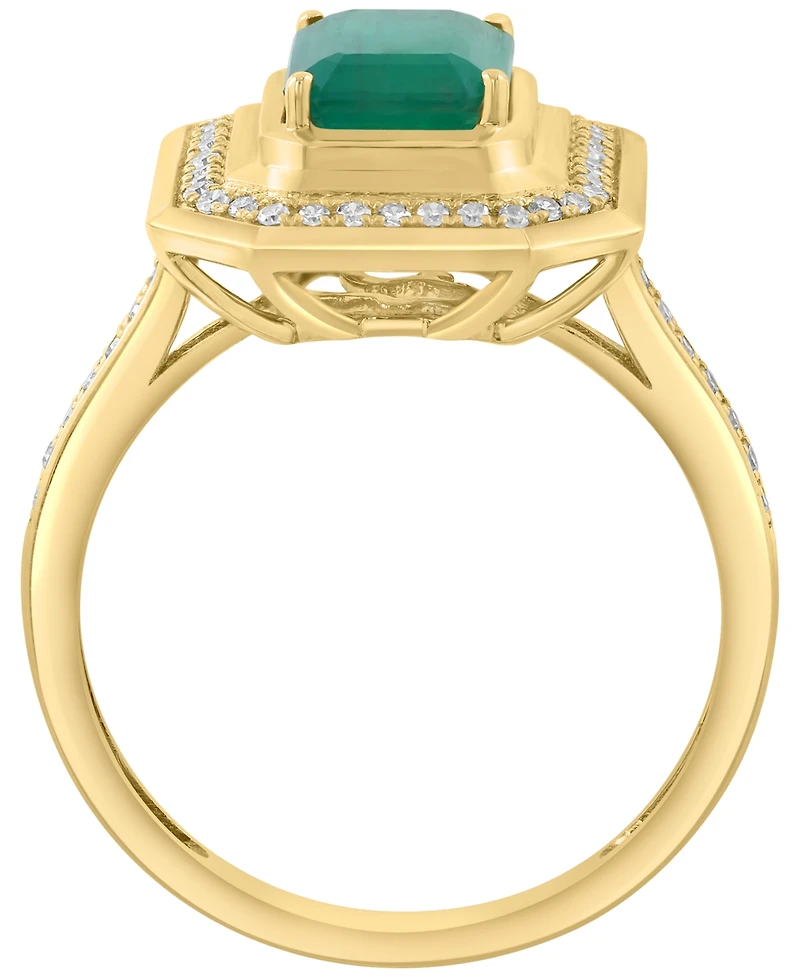 Effy Collection Emerald (1-3/8 ct. t.w.) & Diamond (1/6 ct. t.w.) Ring in 14k Yellow Gold