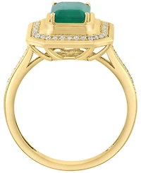 Effy Collection Emerald (1-3/8 ct. t.w.) & Diamond (1/6 ct. t.w.) Ring in 14k Yellow Gold