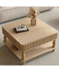 Streamdale Furniture 31.5" Fluted Lift-Top Coffee Table w/ Storage & Hydraulic Raising