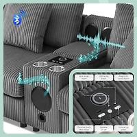 Streamdale Furniture Corduroy Sectional Sofa with Bluetooth, Usb, Cup Holders, Storage, Ottoman, Cloud Seat