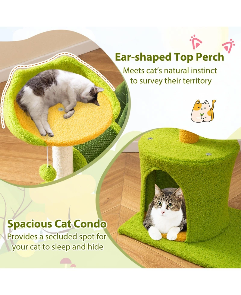 Cozito Cat Tree 31 Inch Cute Palm Shape with Artificial Leaves