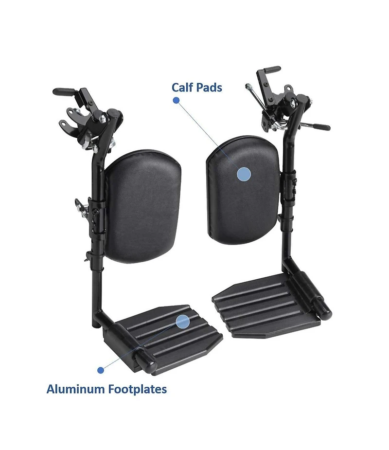 Invacare Wheelchair Elevating Legrests Padded Calf Support, Aluminum Footplates, Adjustable Length