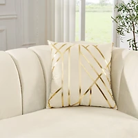 Streamdale Furniture Luxurious Velvet Sofa with Geometric Gold Hardware and Metal Feet