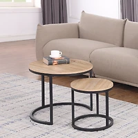 Streamdale Furniture Round Nesting Accent Coffee Table Modern Industrial