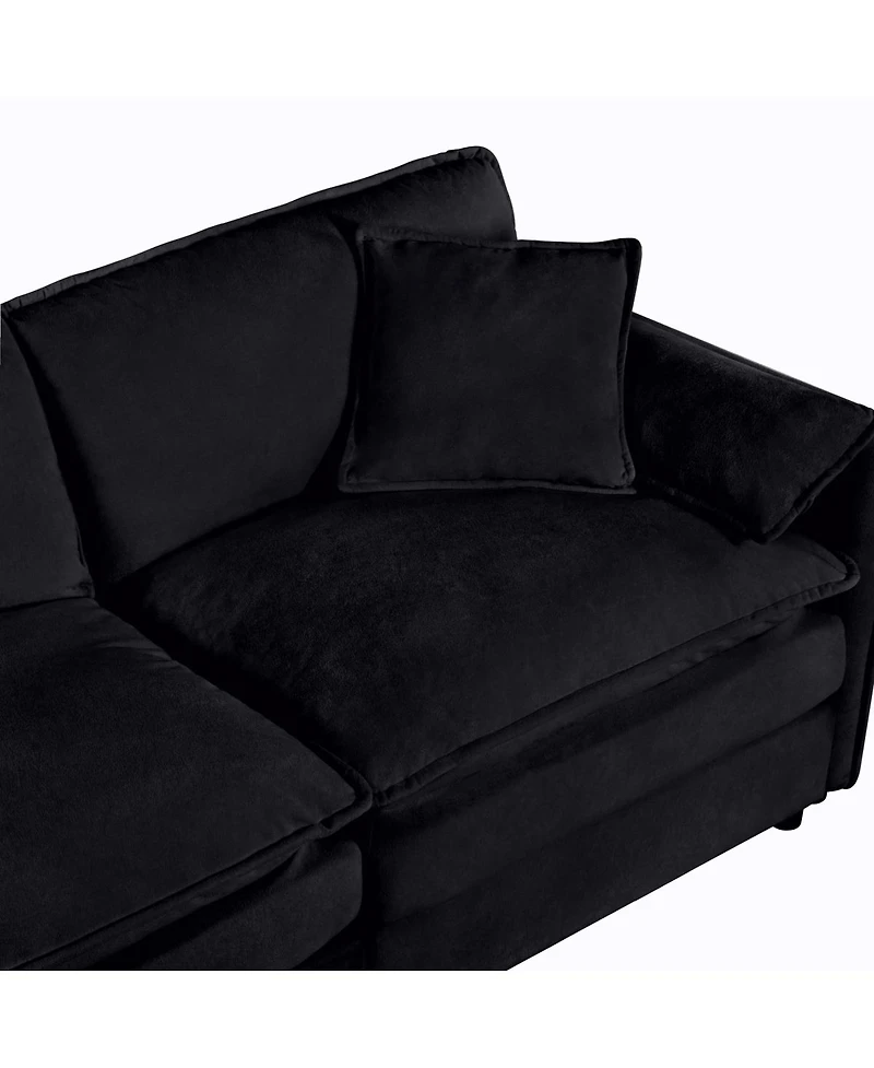 Streamdale Furniture Oversized Deep Seat Sectional Cloud Sofa Sleeper with 3 Ottomans and Pillows