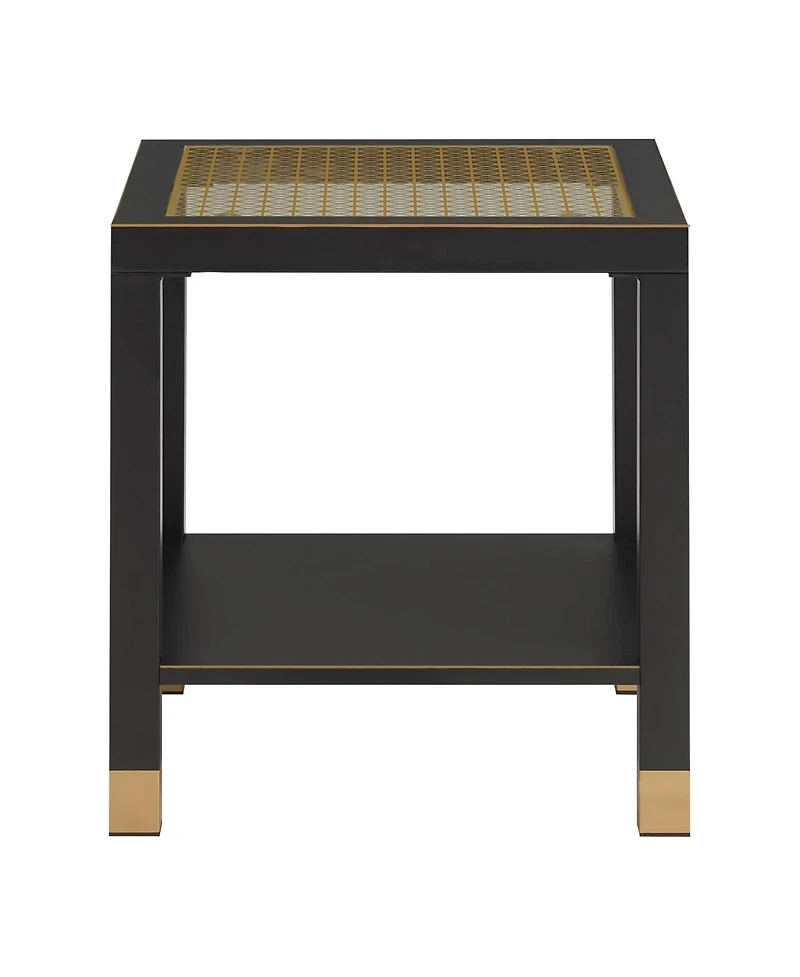 Streamdale Furniture Boho 2-Tier Side Table with Glass Top and Shelf