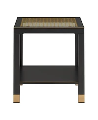 Streamdale Furniture Boho 2-Tier Side Table with Glass Top and Shelf