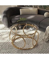 Streamdale Furniture Modern Round Glass Coffee Table with Frame