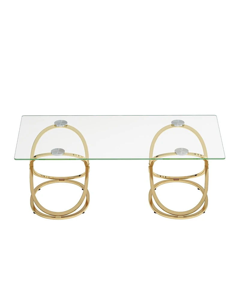 Streamdale Furniture Modern Glass Coffee Table with Ring Frames