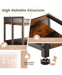 Gymax 3-Tier Industrial Bookshelf Storage Shelf Display Rack with Adjustable Shelves
