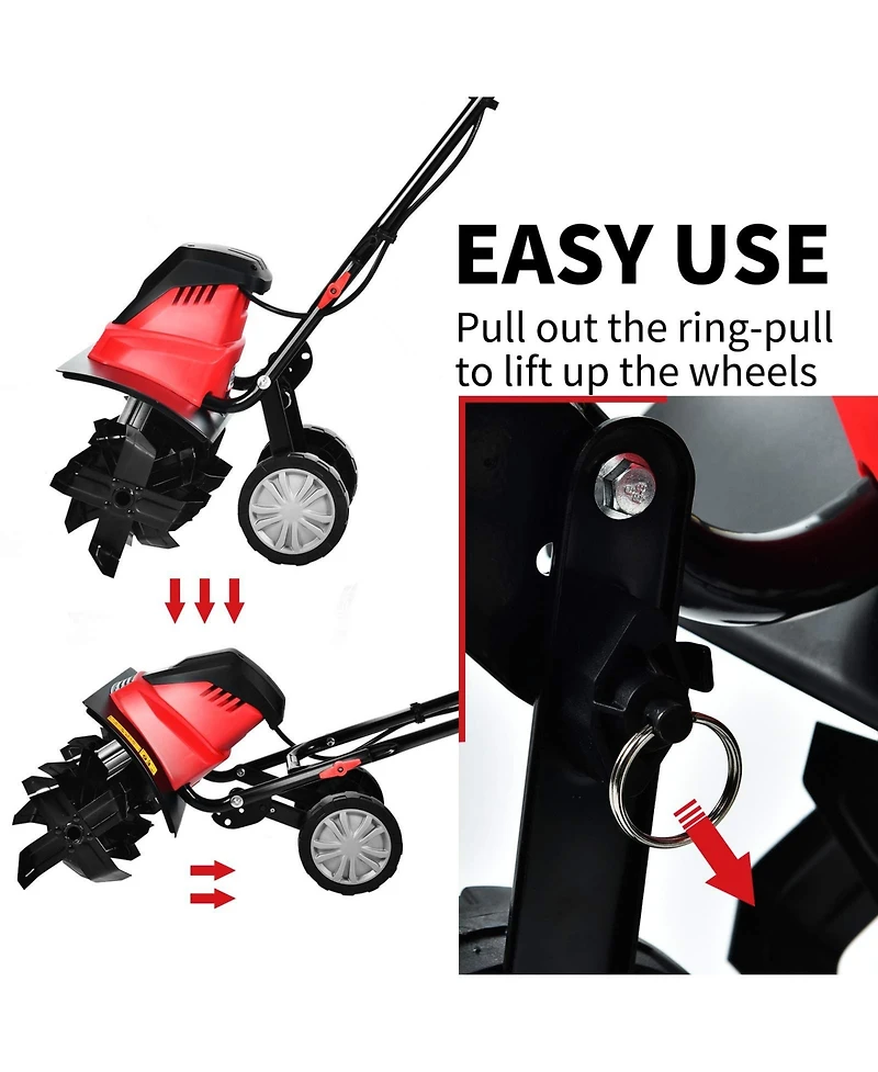 Mecale 17 Inch 10 Amp Corded Electric Tiller and Cultivator with 9-Inch Tilling Depth