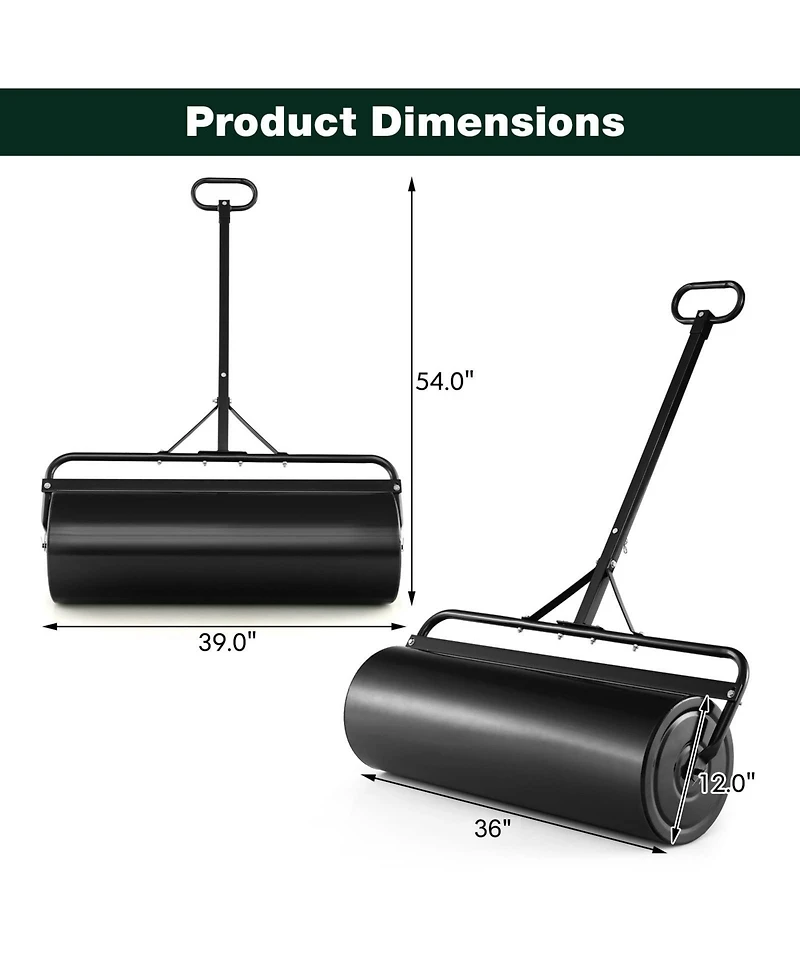 Mecale Metal Lawn Roller with Detachable Gripping Handle