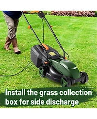 Mecale 10 Amp 13 Inch Electric Corded Lawn Mower with Collection Box