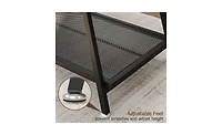 homfan Coffee Table, 2-Tier Center Table with Wood Legs and Thickened Top, Living Room with Rounded Corners, Side Table for Office