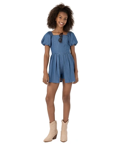 Speechless Girls' 7-16 Denim Romper with Sunglass