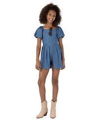 Speechless Girls' 7-16 Denim Romper with Sunglass
