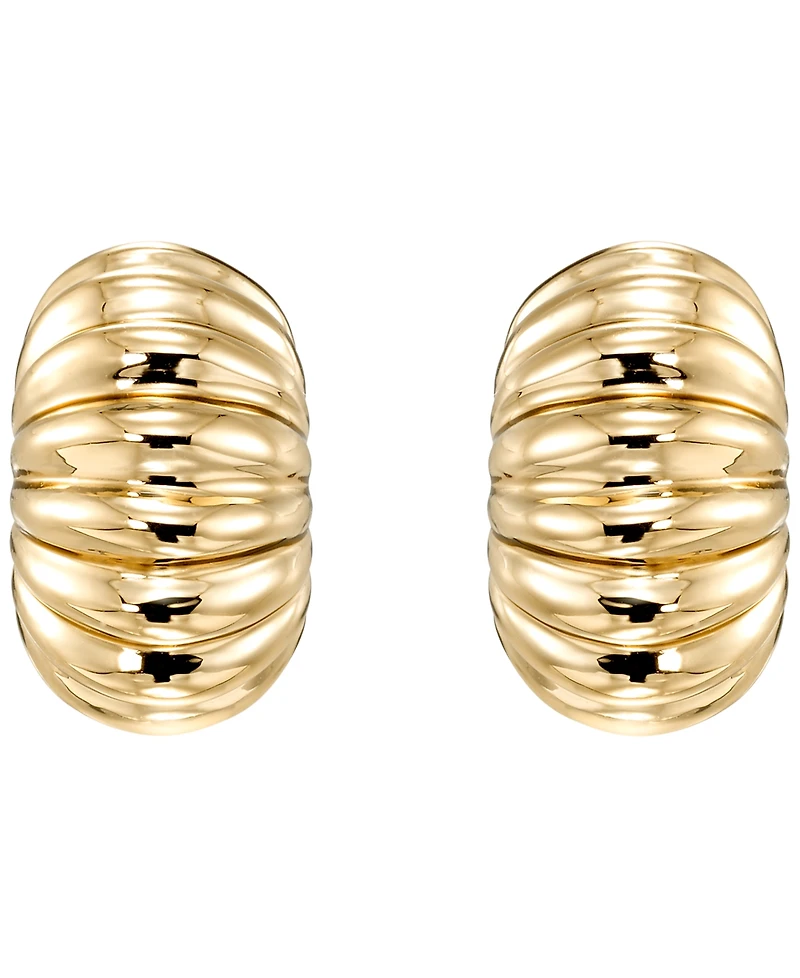 Italian Gold Shrimp Chunky C Shape Hoop Earrings in 10k Yellow Gold