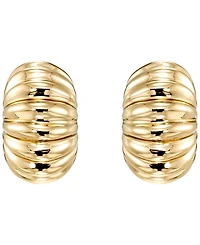 Italian Gold Shrimp Chunky C Shape Hoop Earrings in 10k Yellow Gold