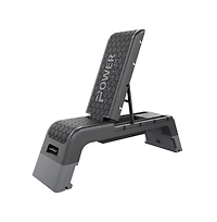 Power Systems Aerobic Deck, Adjustable Fitness Deck Bench With Adjustable Deck and Resistance Band Clips