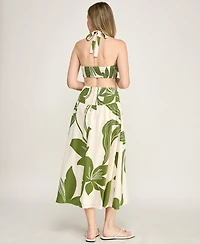 Row A Women's Halter Neck Fit And Flare Midi Dress