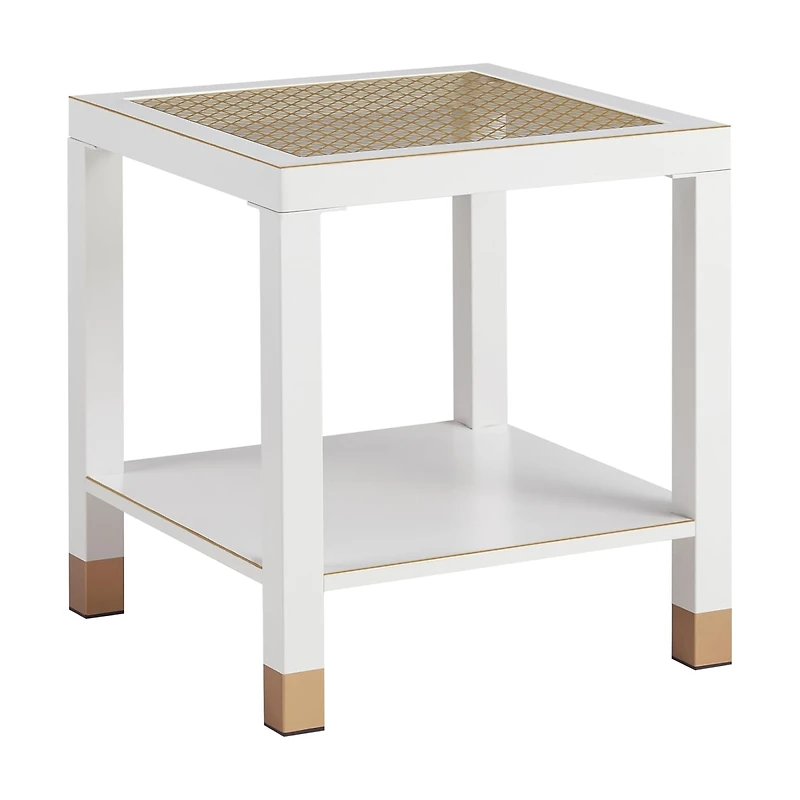 Streamdale Furniture Modern 2-Layer Glass End Table with Metal Frame