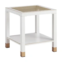 Streamdale Furniture Modern 2-Layer Glass End Table with Metal Frame