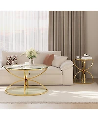 Streamdale Furniture 2-Tier Glass Coffee Table Set (Set of 2)