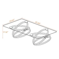 Streamdale Furniture Modern Glass Coffee Table with Chrome Ring Frames