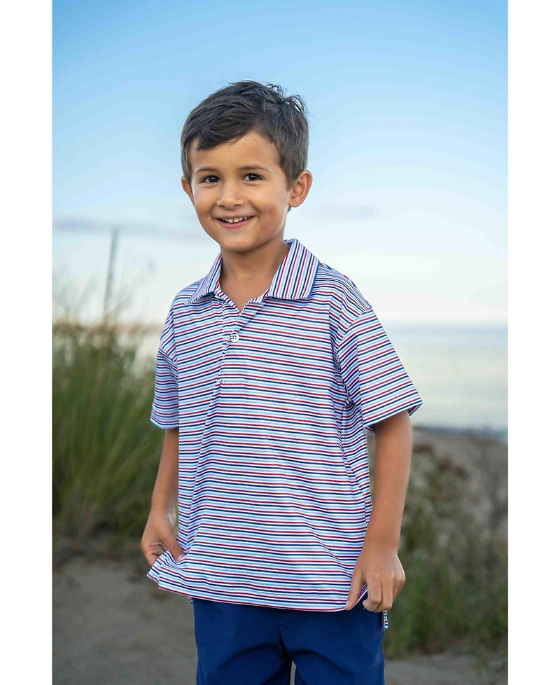 Florence Eiseman Little Boys Stripe Print Performance Knit Polo