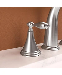 Phying 2 Handle Widespread Bathroom Faucet 3 Hole, with Pop Up Drain and 2 Water Supply Lines, Brushed Nickel