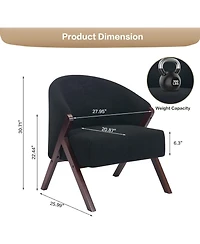 gaomon Accent Chair Mid Century Modern Chair Teddy Living Room Chairs with Wood Frame Comfy Upholstered Reading Side Chair Easy Assembly