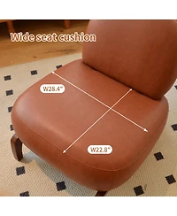Rainsken Pu Leather Accent Chair, Comfy Reading Chair, Cute Living Room Chair with Solid Wood Legs and Soft Cushion for Bedroom, Balcony