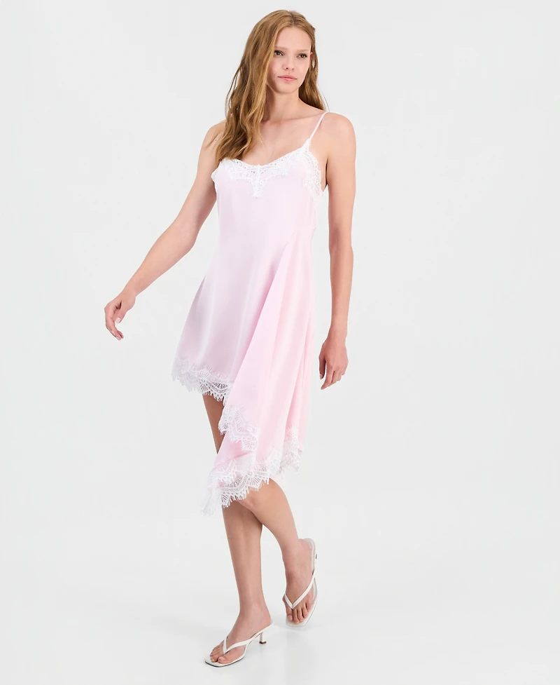 Bar Iii Women's Asymmetrical Satin Slip Dress, Macy's Exclusive