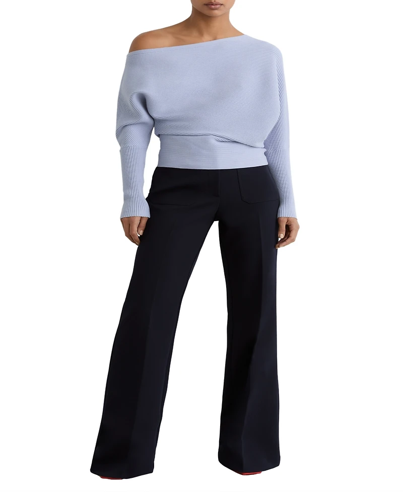 Reiss Women's Asymmetric Draped Knitted Jumper Sweater