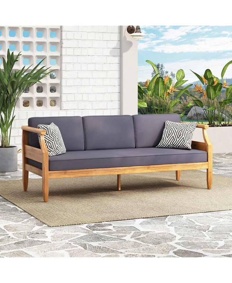 Mondawe 3-Seater Sofa - Wood Frame Outdoor Patio Furniture with Cushions