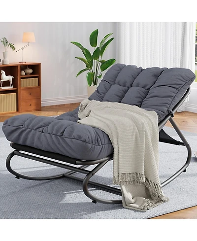 gaomon Adults Thick Cushion Metal Rocking Chair - Outdoor Patio Rocker