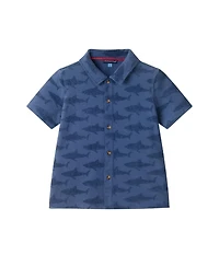 Andy & Evan Big Boys Shark Reverse Jacquard Button down Set