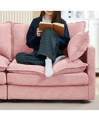Maison Boucle Chenille Modular Sectional Sofa Couch 3 Seater with Ottoman L Shaped