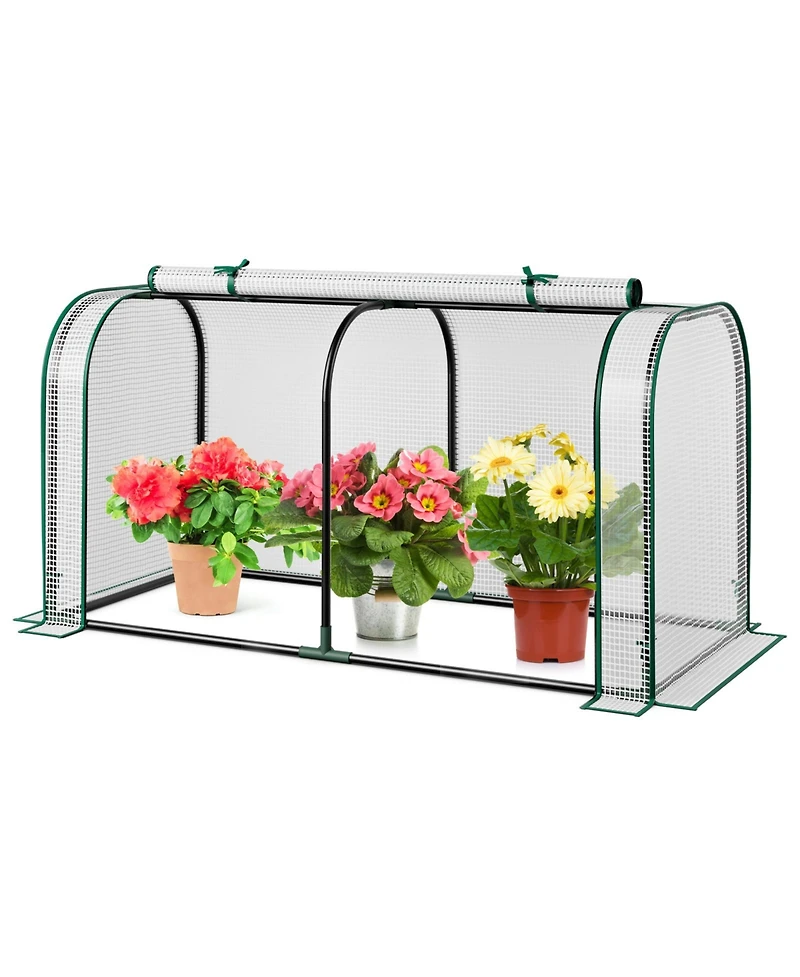 Sugift Mini Tunnel Greenhouse with Roll-up Zipper Door