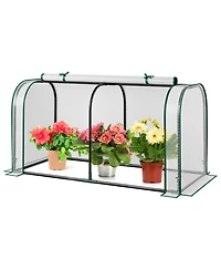 Sugift Mini Tunnel Greenhouse with Roll-up Zipper Door
