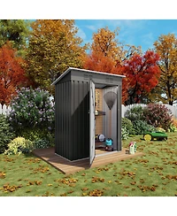 Mondawe 5 x 3 Ft Outdoor Metal Storage Shed with Lockable Door, Compact Garden Tool Shed with Pitched Roof