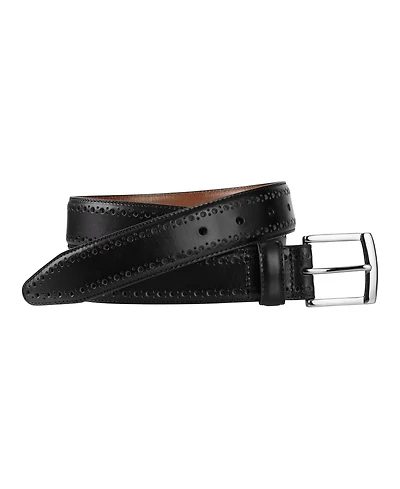 Johnston & Murphy Men's Metal Buckle Leather Belt