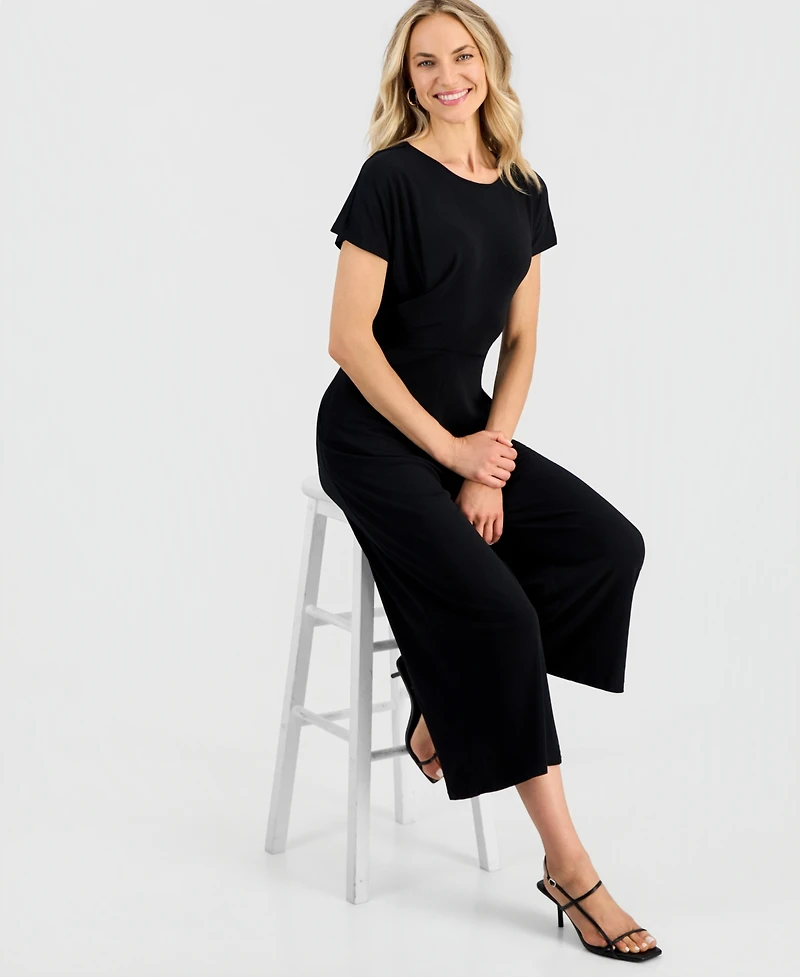 Robbie Bee Women's Tie-Waist Cropped Jumpsuit