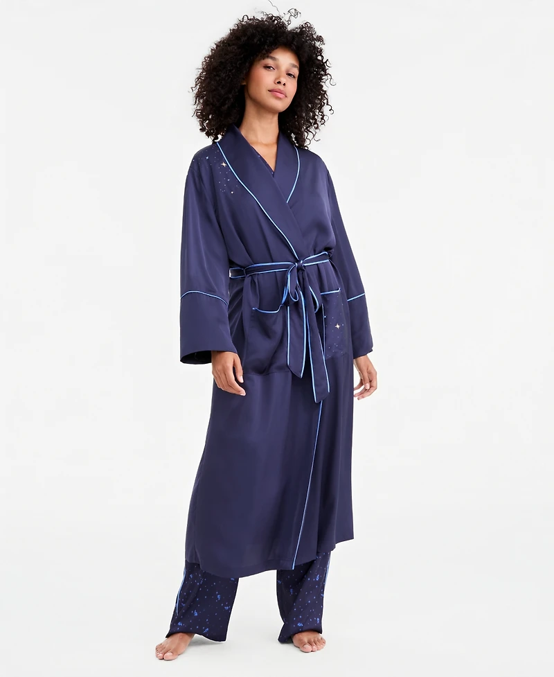 Disney | Macy's Women's Sorcerer's Apprentice Mickey Long-Sleeve Satin Wrap Robe, Exclusive