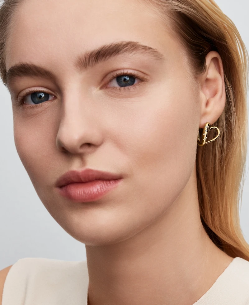 Pandora Stone-Set Heart Hoop Earrings