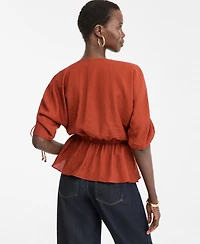 I.n.c. International Concepts Women's Short-Sleeve Faux Wrap Peplum Top, Macy's Exclusive