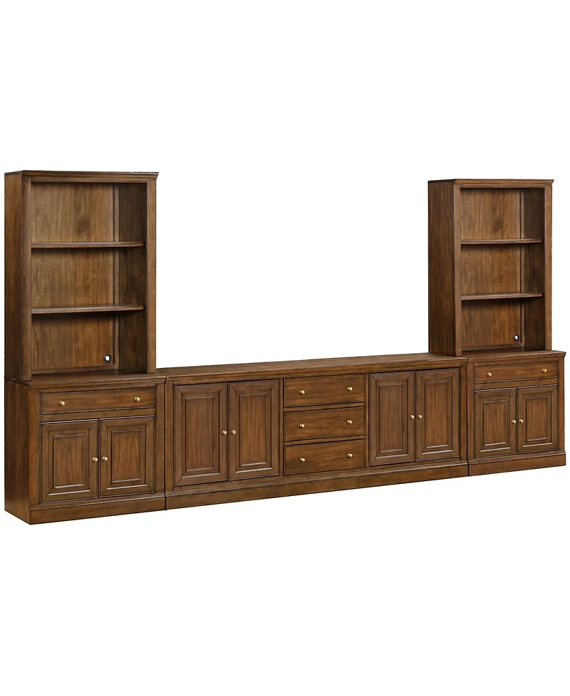 Amren 85" Wood 4 Door Console with Open Hutch