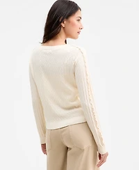 Liverpool Los Angeles Women's Long-Sleeve Button-Front Ruffle Cardigan