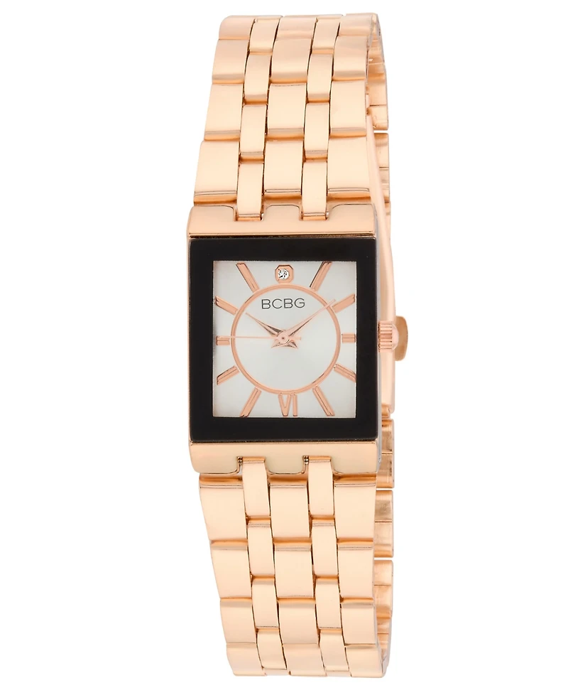 Bcbg Women's Quartz Rectangle Rose Gold Stainless Steel Watch 22mm